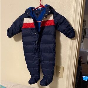 Tommy Hilfiger Navy and Red Kids One Piece Footie